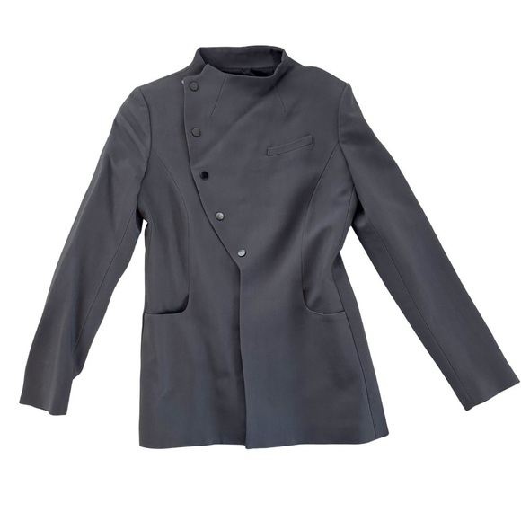 Coperni Charcoal Women's Asymmetrical Fitted Blazer - Picture 2 of 12